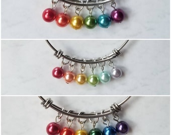 Gay pride bracelet, LGBT pride bangle, expandable bangle, charm bangle, LGBT jewelry, rainbow bracelet, equality bangle, lgbt pride jewelry