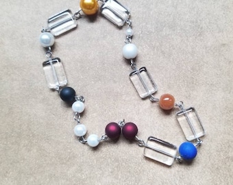 Pearls of Christ, Wreath of Christ, Lutheran prayer beads, prayer aid, silver toned, stainless steel, loop style, glass pearls, satin pearls