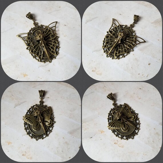Bird skull necklace, butterfly necklace, bronze raven skull pendant, Gothic jewelry, Victorian jewelry, fantasy necklace, cosplay jewelry