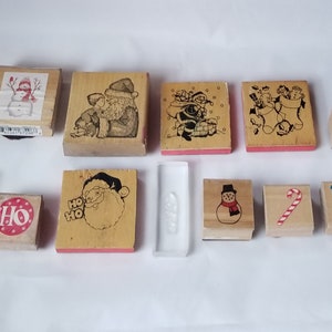 Rubber stamps, Christmas rubber stamps, rubber stamps for crafts, rubber stamp lot, make your own holiday season cards, great value