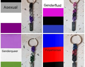 LGBT Pride keychain, chain maille, pride flag colors keychain, flag keychains, LGBTQ pride, LGBT keychain, gender, sexuality, 16 choices