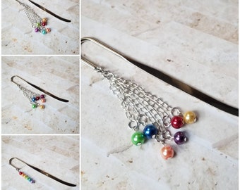 Rainbow bookmark, LGBT pride bookmark, bookmark, rainbow beaded bookmark, Shepherd's hook, gay pride bookmark, rainbow dangles, LGBT pride