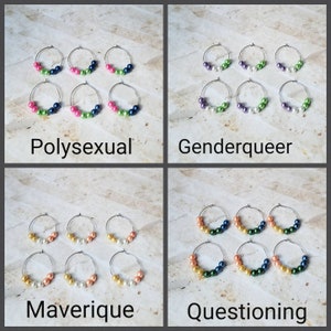 Wine charms x 6, glass markers, wine charms, cup charms, bottle charms, wine glass charms, beverage markers, Pride wine charms, 4 choices