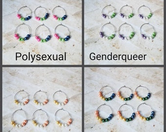 Wine charms x 6, glass markers, wine charms, cup charms, bottle charms, wine glass charms, beverage markers, Pride wine charms, 4 choices