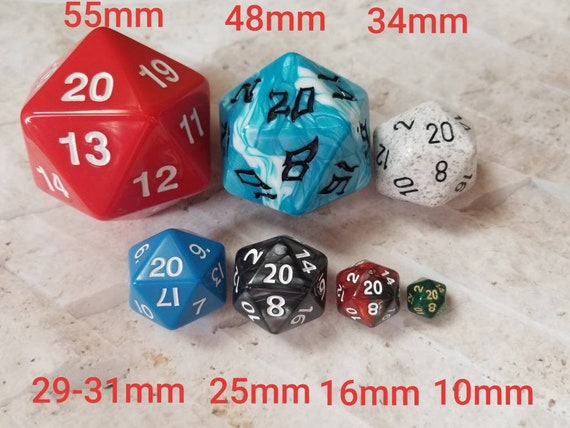 Glow Orange 35mm Jumbo D20, Orange Glow in the Dark D20 With Black