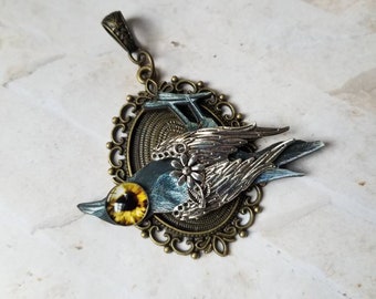 Dead raven necklace, dead raven pendant, Goth jewelry,  Emo jewelry, Goth necklace,  raven pendant, mourning jewelry, unique gift, ooak