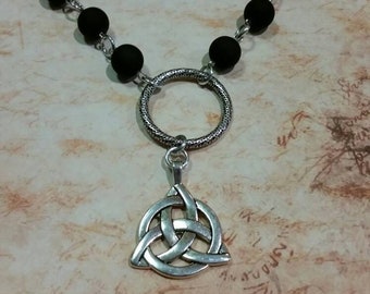 O ring day collar, black rubberized  beads, discreet day collar, symbolic jewelry, BDSM collar, submissive collar, silver, O ring necklace