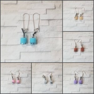 Cute earrings, boba earrings, bubble tea earrings, beverage earrings, glasses with boba, choice of 6, stainless steel ear wires,