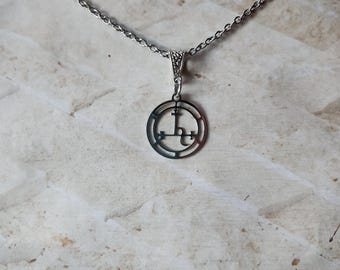 Stainless steel metal Sigil of Lilith necklace with a stainless steel chain
