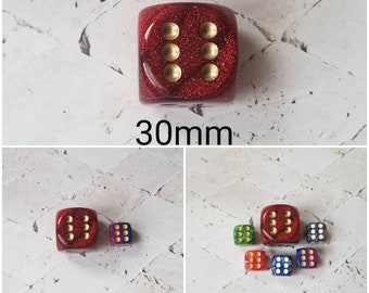 30mm Chessex  Glitter Ruby with gold dice, Chessex 30mm die, Glitter dice, mega titan d6, dnd dice, extra d6 dice, Chessex glitter ruby red