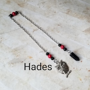 Hades pendulum, God pendulums, divination, dowsing pendulum, beaded pendulum, gemstone pendulum, stainless steel chain, Gods, pagan