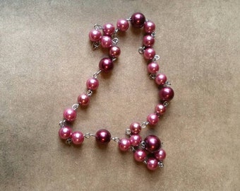 UU prayer beads, Unitarian Universalist prayer beads, stainless steel, cranberry and wine glass pearls, UU chaplet, UU prayer aid