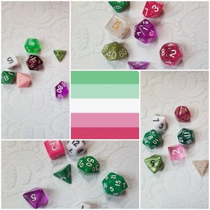 Drapeau abrosexuel 16mm dnd dés, choisi à la main, ensemble organisé de dés de jeu polyédriques, jeu de dés DnD, dés RPG, dés LGBTQ