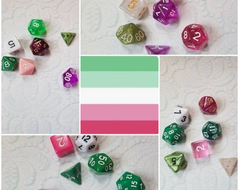 Abrosexual flag 16mm dnd dice, hand chosen, curated set of polyhedral gaming dice, DnD dice set, RPG dice, LGBTQ dice