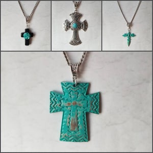 Cross pendant, cross necklace, cross jewelry, Christian jewelry, large silver-toned metal cross, silver toned cross, stainless steel chain