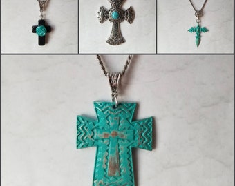 Cross pendant, cross necklace, cross jewelry, Christian jewelry, large silver-toned metal cross, silver toned cross, stainless steel chain