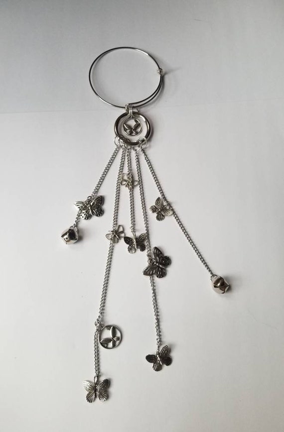 Witch bells, silver witch bells, faerie bells, protection bells, witches protection bells, bells for doors, butterfly witches bells