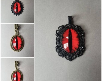 Dragon eye pendant, dragon eye necklace, cat eye jewelry, demon eye pendant, eye pendant, fantasy necklace, LARP jewelry, red or yellow eyes