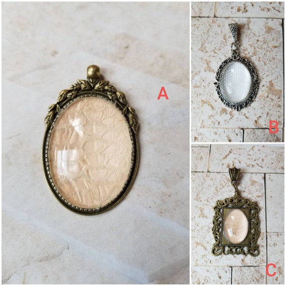 Snake shed jewelry, snake shed pendant, snakeskin necklace, cruelty free snake sheds, Albino Ball python or Rosy Boa pendants