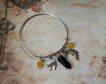 Samhain bangle, expandable bangle, Samhain jewelry, matches prayer beads, Samhain  Sabbat bracelet, Malay Jade, Onyx