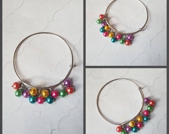 Gay pride bracelet, LGBT pride bangle, expandable bangle, charm bangle, LGBT jewelry, rainbow bracelet, pastel rainbow bangle,