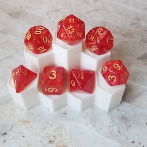 Dados DnD de 16 mm con números dorados, dados poliédricos para juegos, juego de dados DnD, dados RPG, juego de 7 dados DnD.