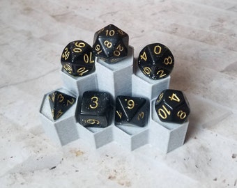 Glittery pearl black 16mm dnd dice,gaming dice, DnD dice set, RPG dice, dnd dice, gaming dice, set of 7 DnD dice, two toned dice