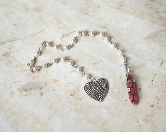 Beaded pendulum, divination, dowsing pendulum, gemstone pendulum, stainless steel, hand-wired, glass beadss, metal charm