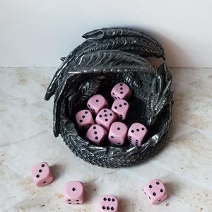 Single Chessex pastel pink and black d6 die, extra 16mm d6 dnd dice, ornate polyhedral gaming dice, DnD dice, RPG dice, spare dice,