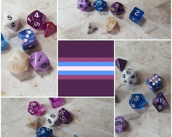 Gender Nonconforming flag 16mm dnd dice, hand chosen, curated set of polyhedral gaming dice, DnD dice set, RPG dice, LGBTQ dice
