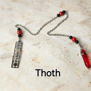 Thoth pendulum, Egyptian pendulum, dowsing pendulum, beaded pendulum, gemstone pendulum, stainless steel chain, Kemetic, Egyptian