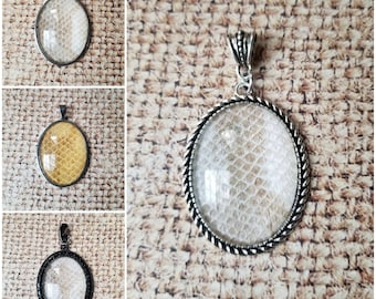 Snake shed jewelry, snake shed pendant, snakeskin necklace, cruelty free snake sheds, Ball python shed, Ball Python pendant