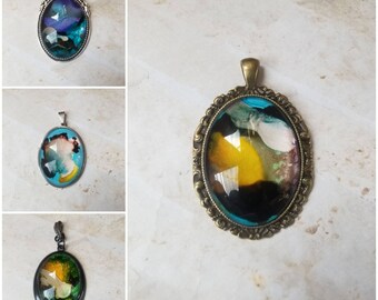 Alcohol ink art jewelry, alcohol ink pendant, alcohol ink on glass, original art jewelry, alcohol ink pendant, alcohol ink necklace