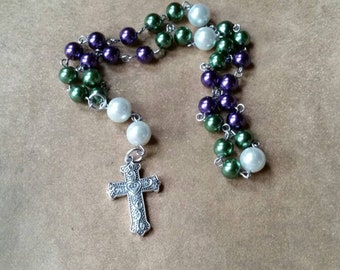 Anglican prayer beads, Methodist rosary, Protestant prayer beads, Episcopal rosary, stainless steel, Violets in the snow in Spring, unique