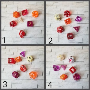 Lesbian flag 16mm dnd dice, hand chosen, curated set of polyhedral gaming dice, DnD dice set, RPG dice, LGBTQ dice, Sunset Lesbian pride