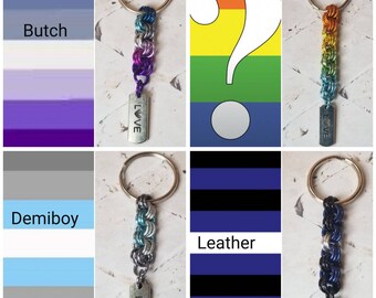 LGBT Pride keychain, chain maille, pride flag colors keychain, flag keychains, LGBTQ pride, LGBT keychain, gender, sexuality, 16 choices