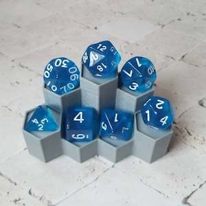 Translucent blue 16mm dnd dice, polyhedral gaming dice, DnD dice set, RPG dice, gaming dice, set of 7 DnD dice, polyhedral dice set