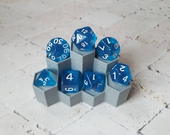 Translucent blue 16mm dnd dice, polyhedral gaming dice, DnD dice set, RPG dice, gaming dice, set of 7 DnD dice, polyhedral dice set