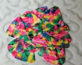 Destash guitar picks, multicolor guitar picks, guitar plectrums, generic guitar picks, guitar pick destash, confetti, x 20