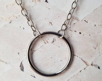 BDSM day collar, discreet day collar, symbolic jewelry, BDSM collar, submissive collar, silver metal, O ring necklace, O ring day collar