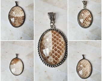 Snake shed jewelry, snake shed pendant, snakeskin necklace, cruelty free snake sheds, Boa Constrictor shed jewelry, Boa shed skin pendant