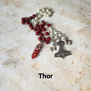 Thor prayer beads, Norse God Thor prayer beads, hand-wired, beautiful beads, silver-toned charms, Norse, Asatru, pagan