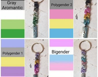 LGBT Pride keychain, chain maille, pride flag colors keychain, flag keychains, LGBTQ pride, LGBT keychain, gender, sexuality, 16 choices