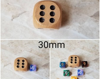 Koplow Games 30mm d6, wooden 30mm d6, oversized d6, extra large sized d6, dnd dice, rpg dice, massive d6 dice, X large d6, mega titan