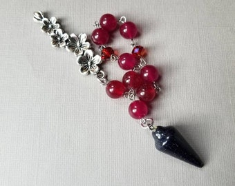 Litha prayer beads, pagan prayer beads, pagan chaplet, Midsummer prayer beads, mini prayer beads, stainless steel, Malay jade, gemstone