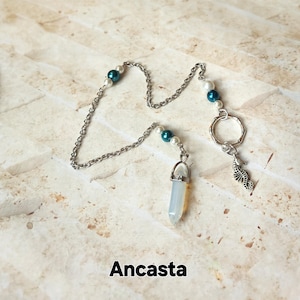Ancasta pendulum, Goddess pendulum, divination, dowsing pendulum, beaded pendulum, gemstone pendulum, stainless steel chain, Goddess, pagan