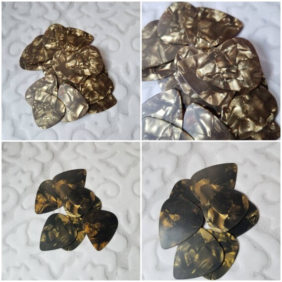 Destash guitar picks, guitar plectrums, pearl guitar picks, dark brown, glossy or matte, destash guitar plectrums, generic picks, x 20