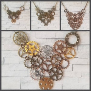 Steampunk gear necklace, cosplay jewelry, handmade jewelry, one of a kind necklace, steampunk bib necklace, industrial jewelry, unique gift