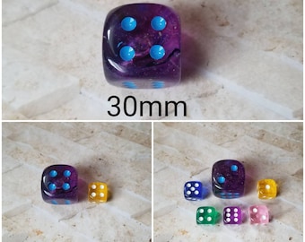 30mm Chessex Nebula Nocturnal and blue Luminary dice, Chessex 30mm die, Chessex Nebula dice, mega titan d6, dnd dice, extra d6 dice