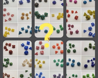 Grab bag dice, mystery polyhedral gaming dice, DnD dice set, RPG dice, Grab bag D and D dice, set of 7 DnD dice, chosen randomly.
